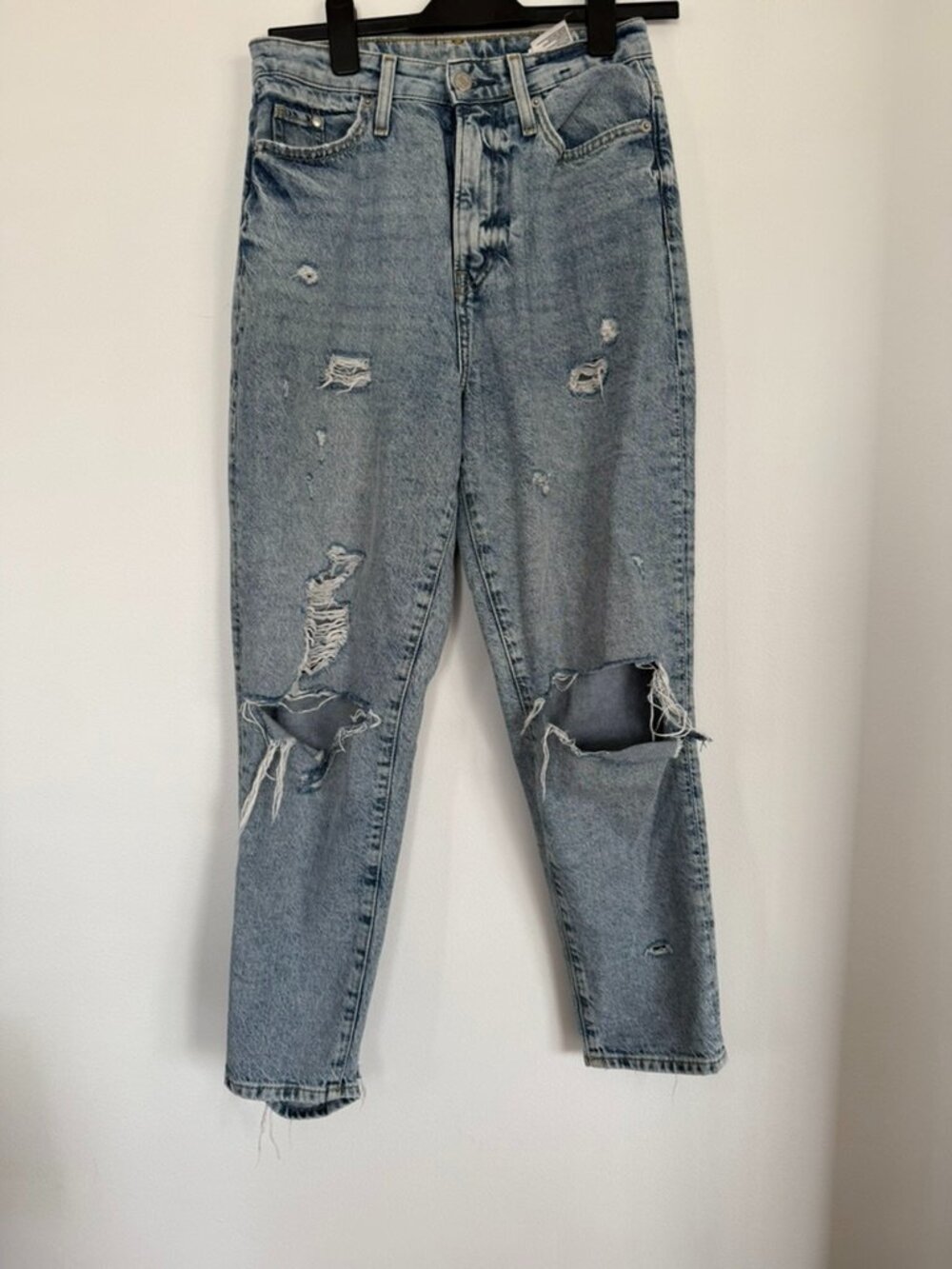 H&M Mom Jeans Light Wash Distressed High Waist Denim Size 6 - Picture 2 of 10